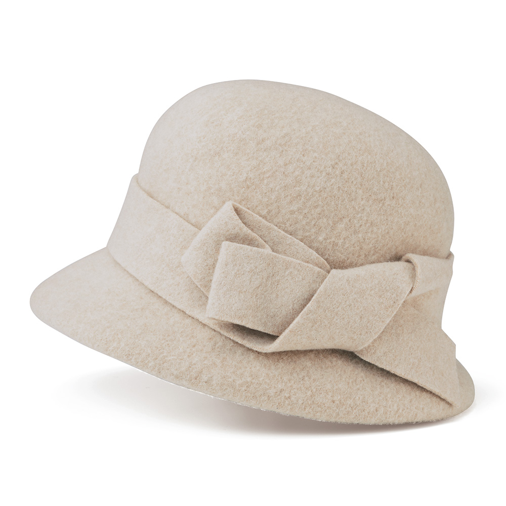 リボン付き縮じゅうウールハット