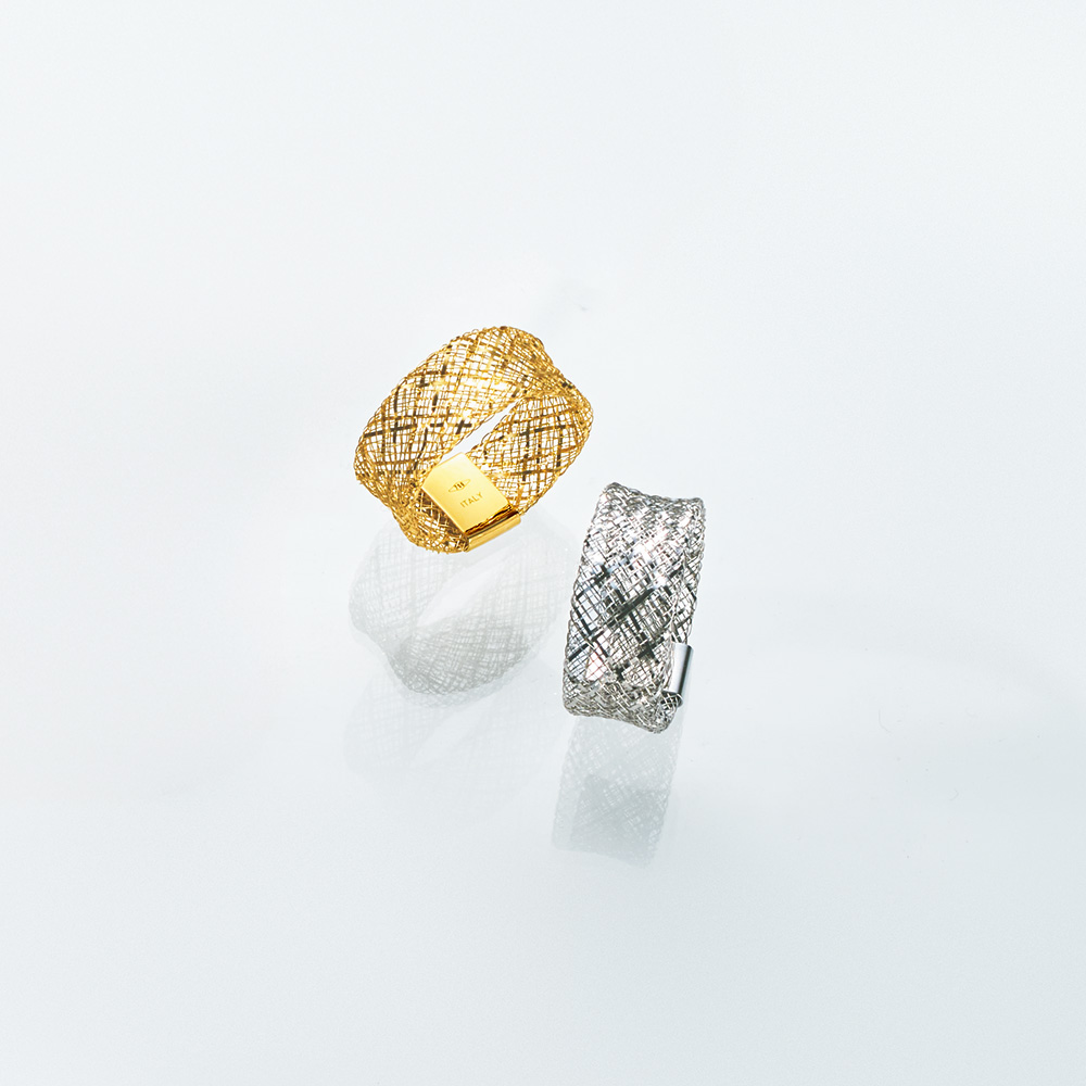 イタリア製18金メッシュデザインリング