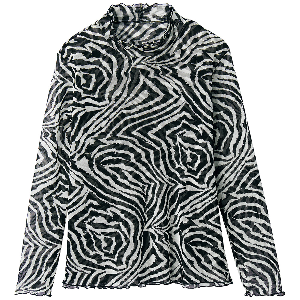 アニマルプリント･チュールプルオーバー