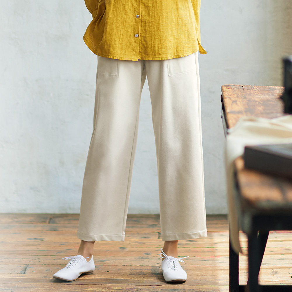 ウエストリブストレートパンツ