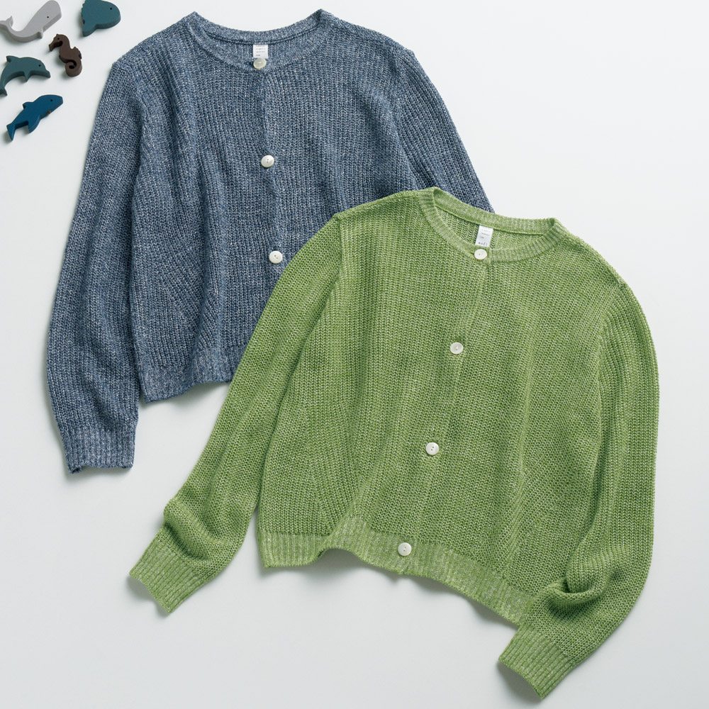 リネン畦編みカーディガン