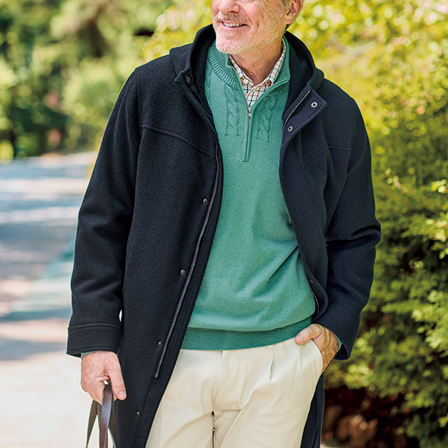 洗えるカシミヤ混・ハーフジップセーター