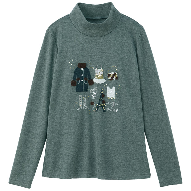 刺しゅう入りハイネックプルオーバー