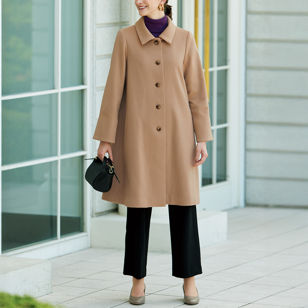 イタリア製生地ピュアカシミヤロングコート