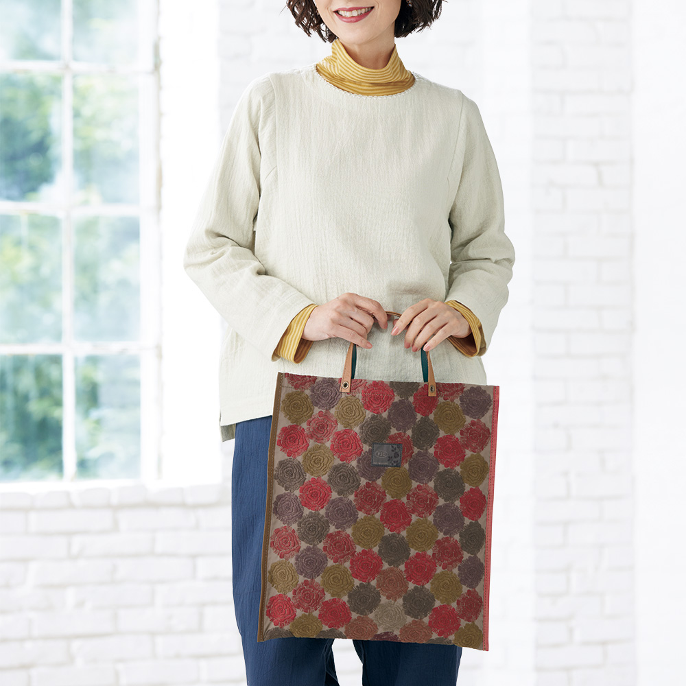刺しゅう入りトートバッグ／モネのバラ