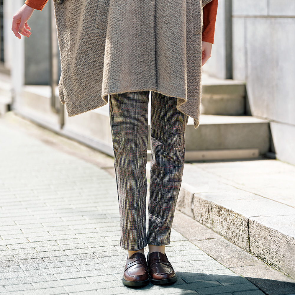フェリアーレ グレンチェック・裏起毛テーパードパンツ | ライトアップ