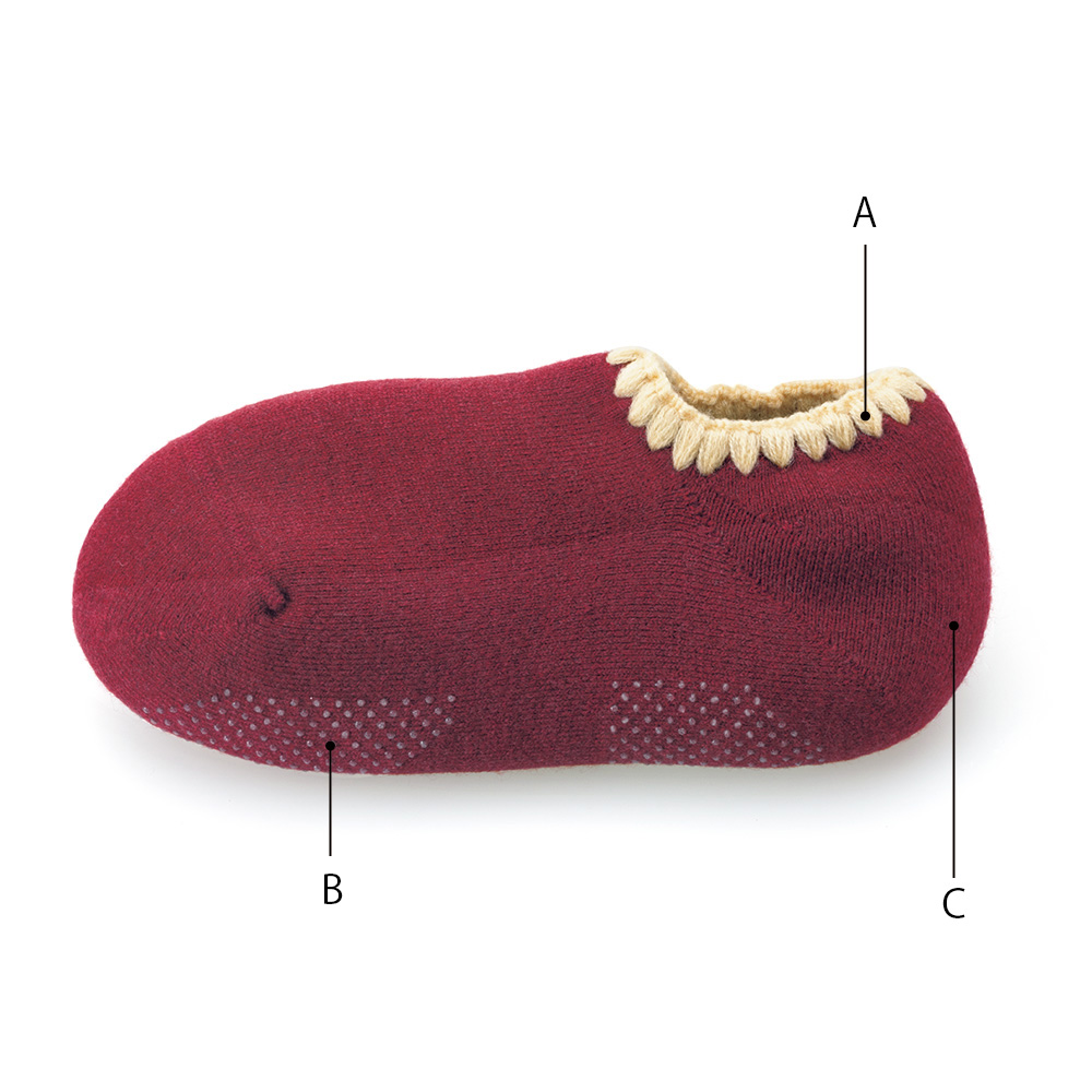 ハマグリ刺しゅうのパイルルームソックス／5色組