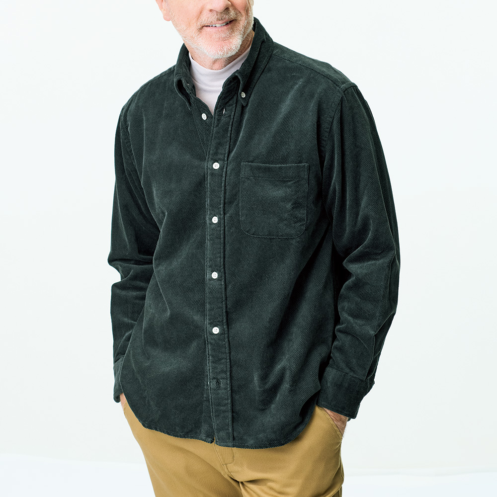 斜めコーデュロイシャツ/バルジングフィット