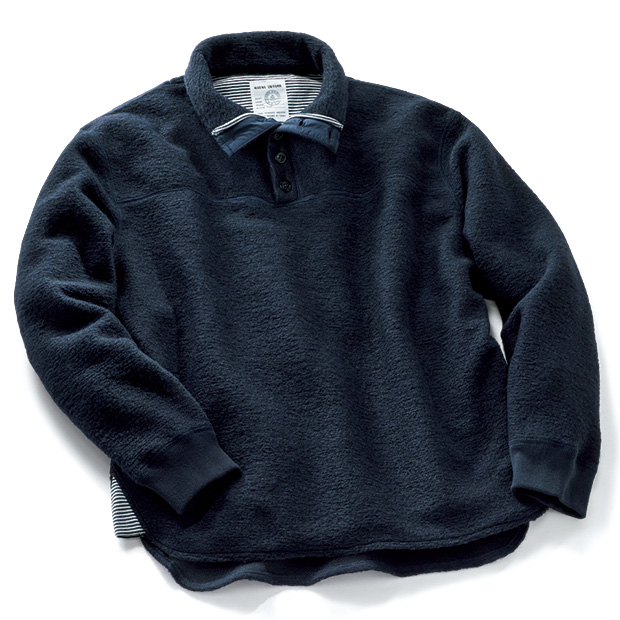 ナッピングフリースボタンフロントプルオーバー