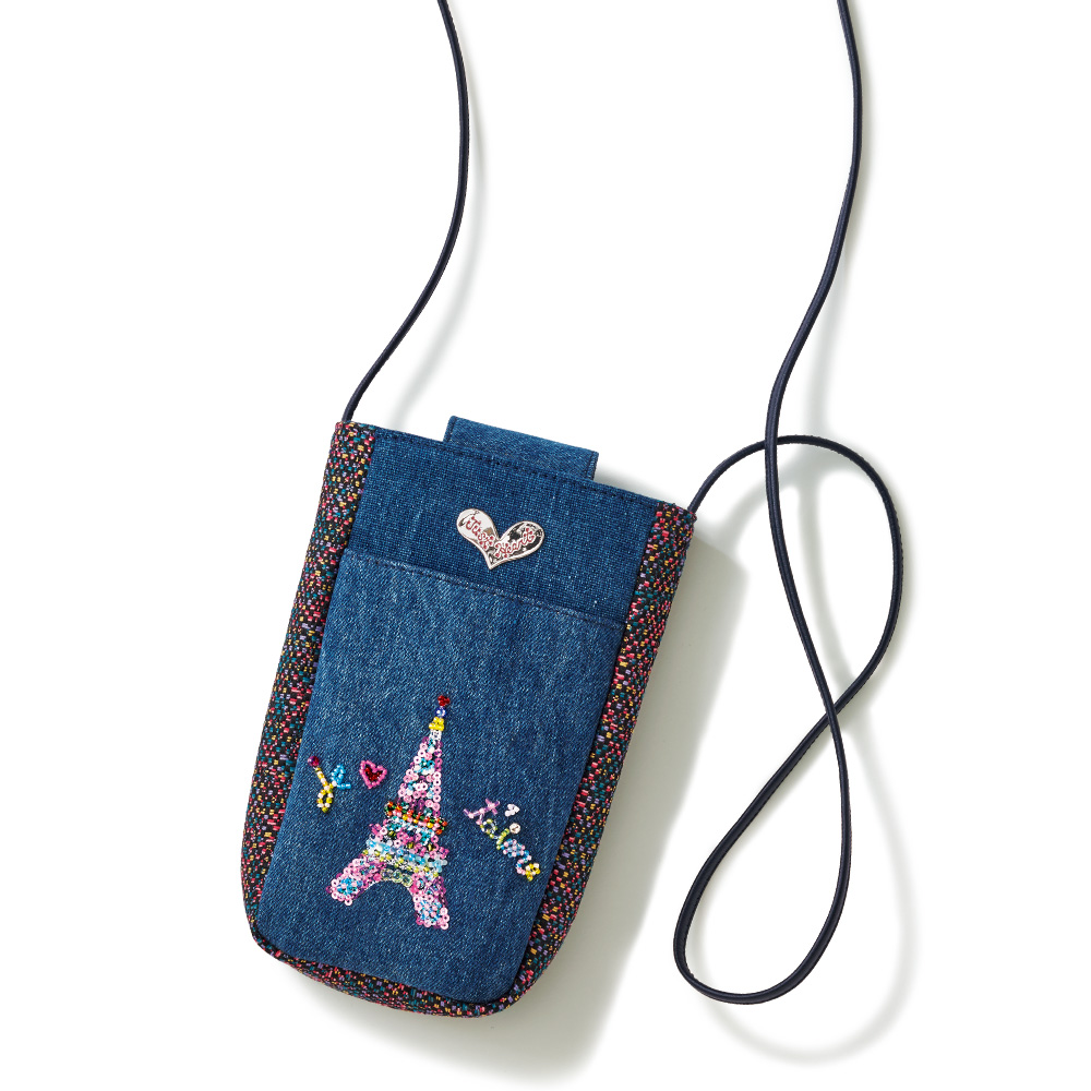 刺しゅう･デニムポシェット／モナ･ムール