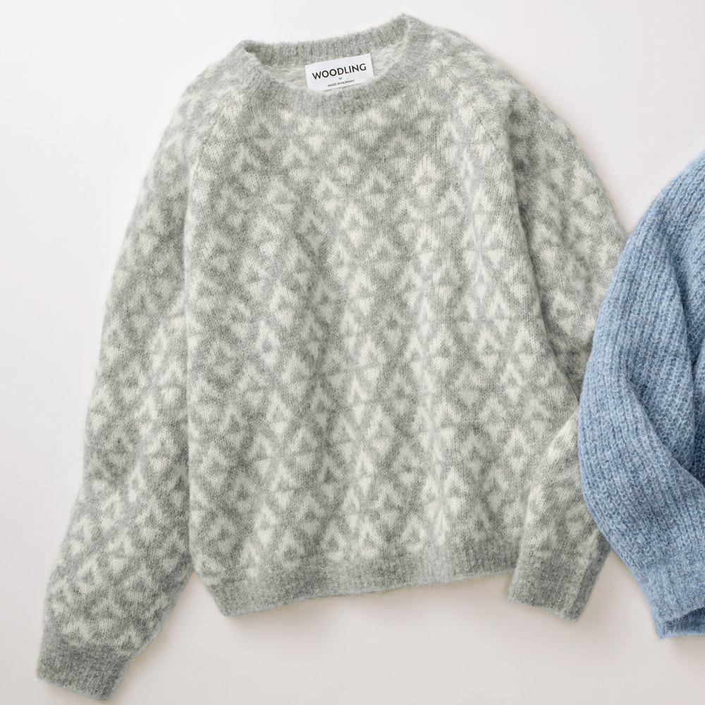 ベビーアルパカ混･幾何学模様のプルオーバー