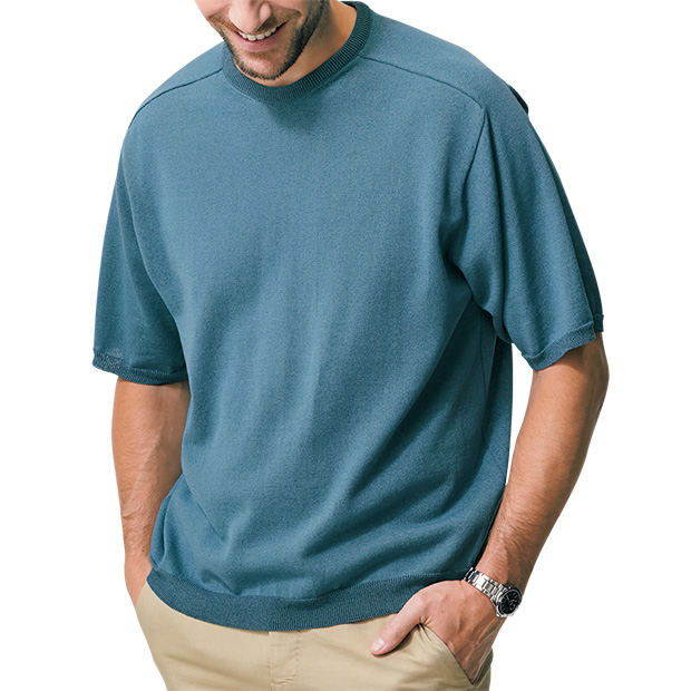 清涼サマーニットTシャツ／五分袖