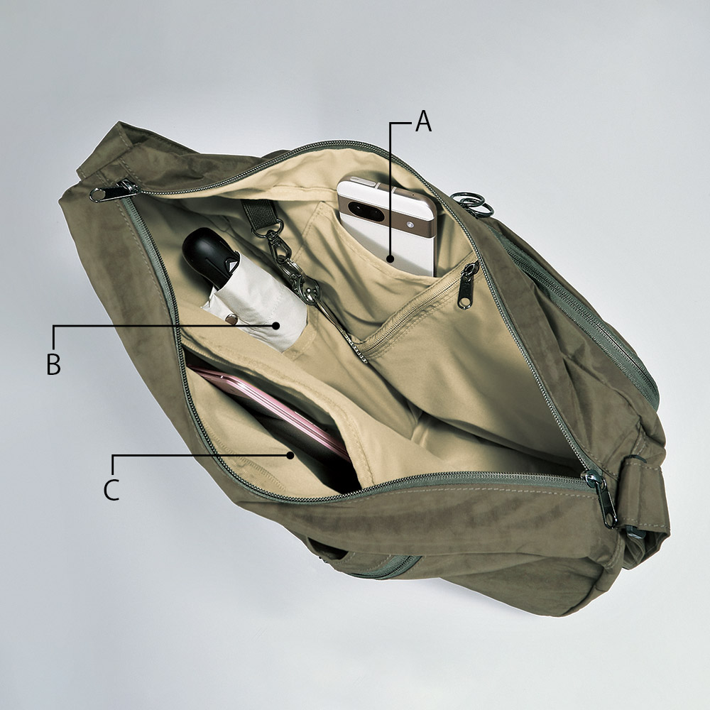 身体に寄り添う･しずく型のショルダーバッグ