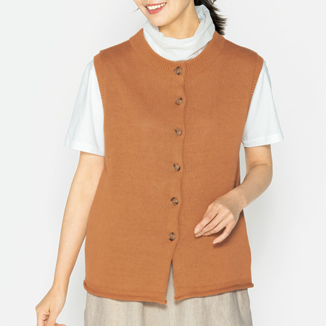 コットンリネンニットベスト