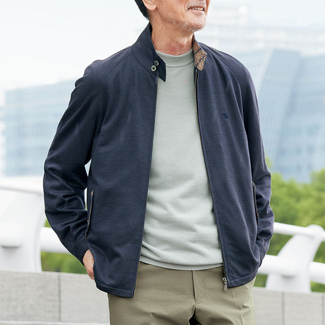 アイスコットン･モックネック長袖プルオーバーセーター