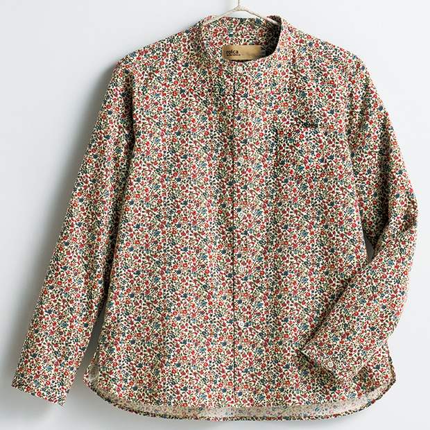 小花柄シャツコールスタンドシャツ