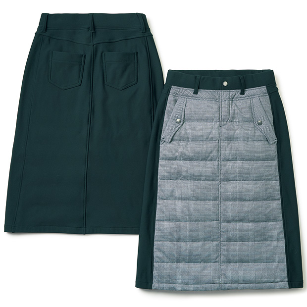 ダウン入りプリント使い裏起毛スカート