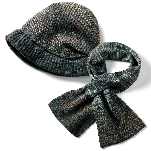 ウール混グラデーションニット帽子･マフラーセット