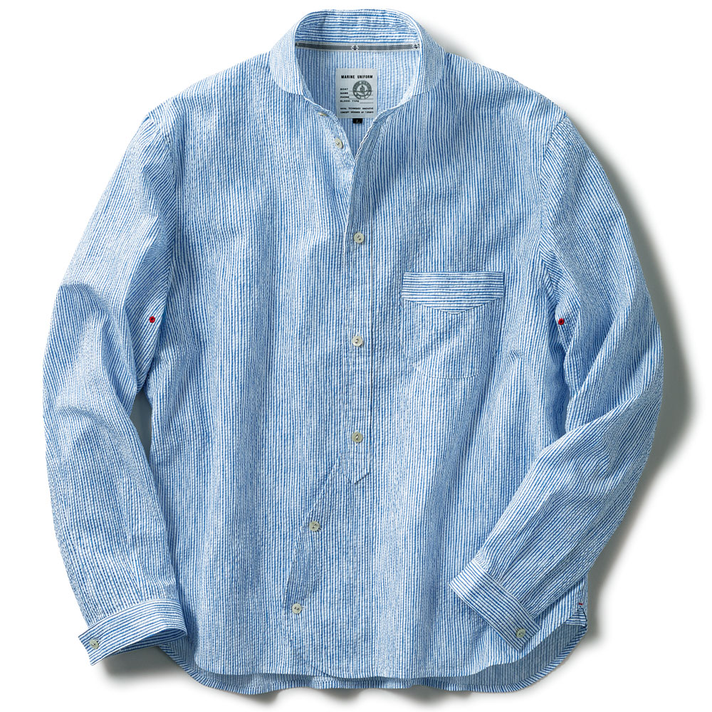 ランダムプリントストライプマリンシャツ