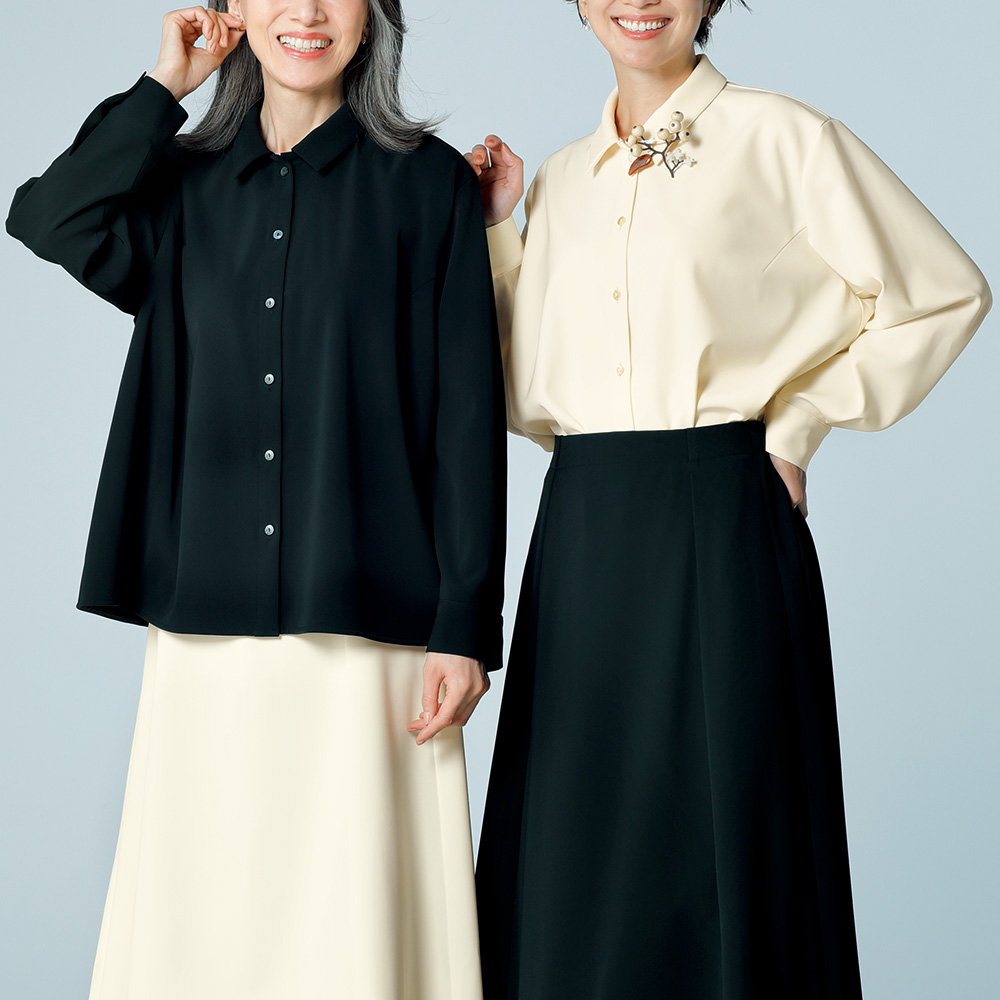 とろみシャツブラウス