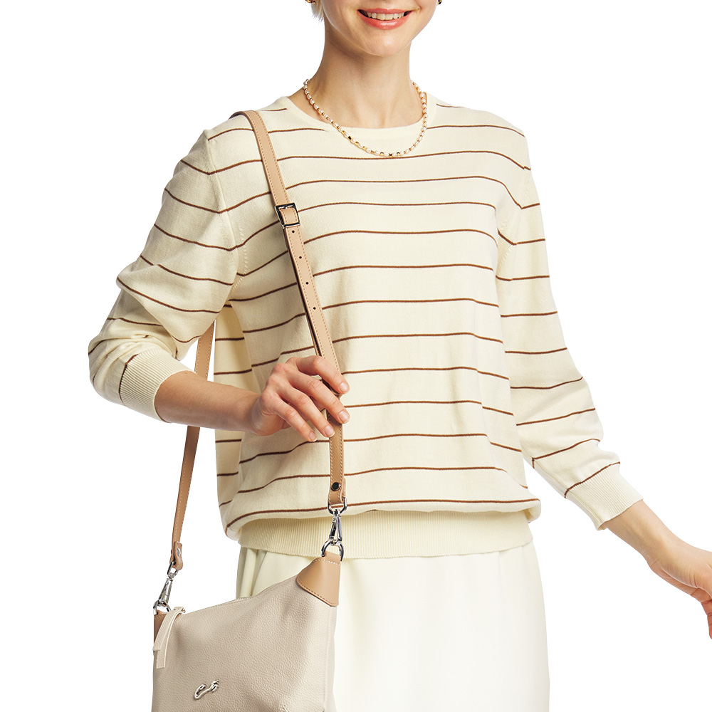 綿ニット七分袖プルオーバー