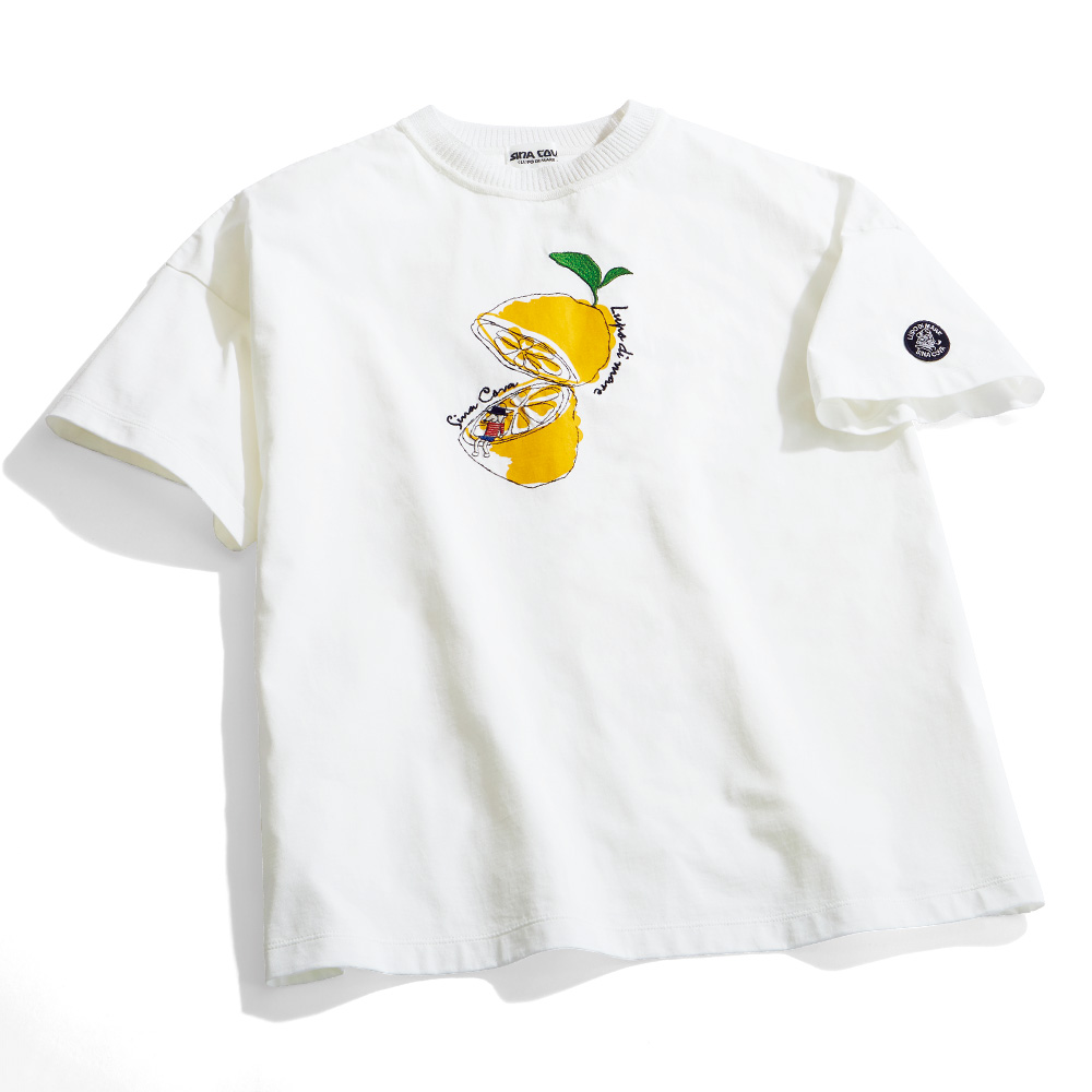 ニット襟ぐりデザインTシャツ