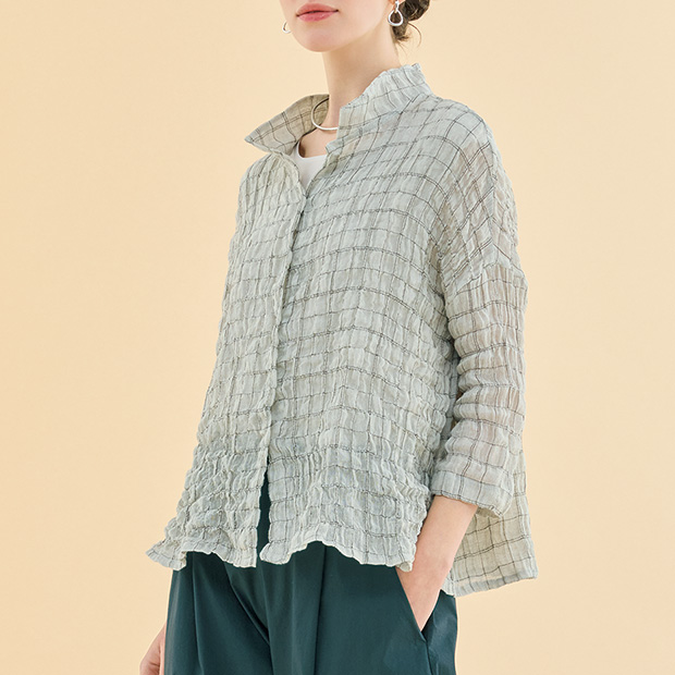 リネン混シャツ