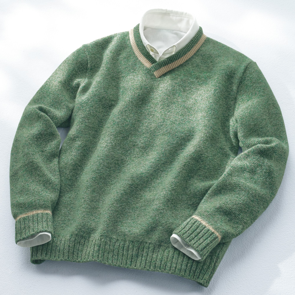 三つ杢重ね襟セーター