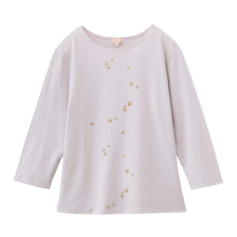 コットンスラブ天竺七分袖Tシャツ／クローバー