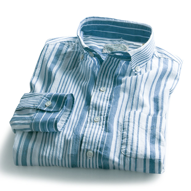 播州織涼やか素材のストライプシャツ