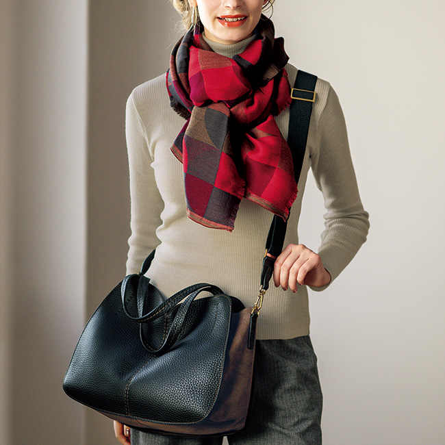 ウールシルク･ジャカードストール／ARTHUR