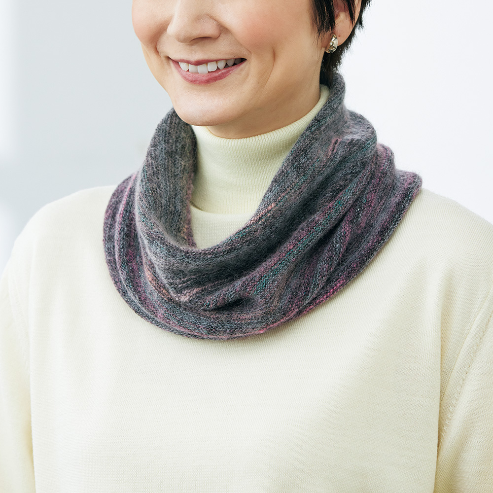 モヘヤ混絣スヌード