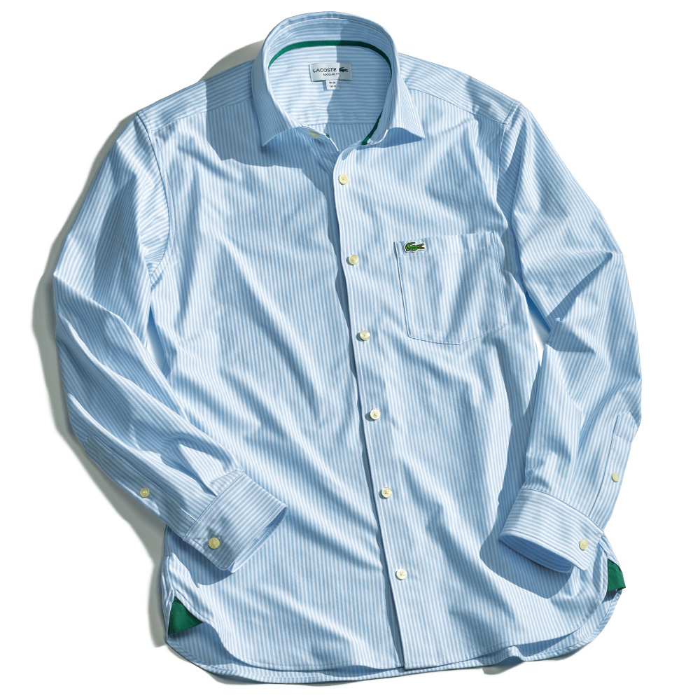 伸びやか長袖ストライプシャツ