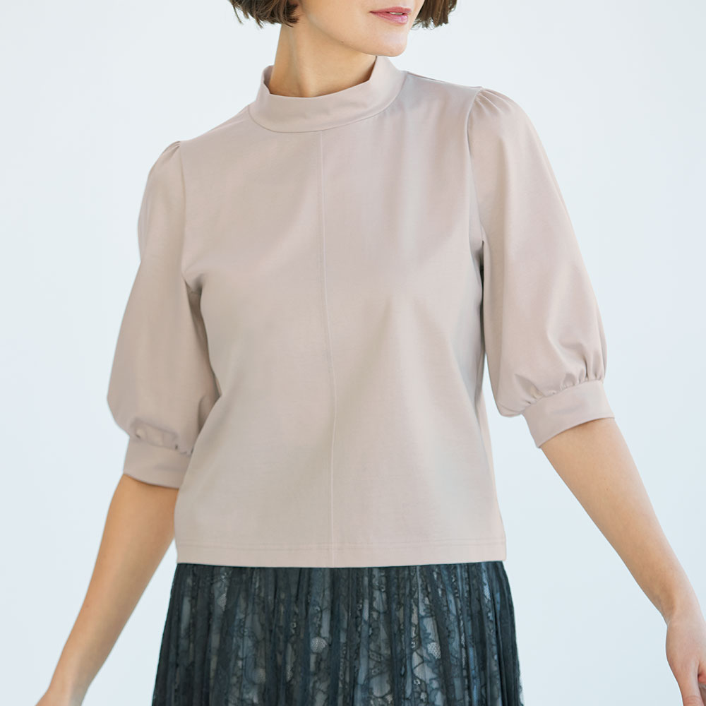 シルケット天竺パフスリーブプルオーバー