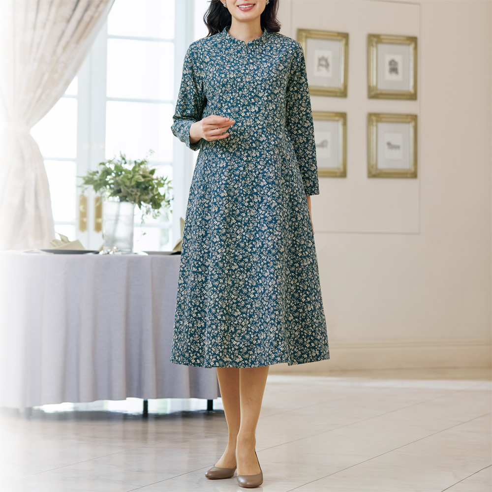 プリントコーデュロイワンピース