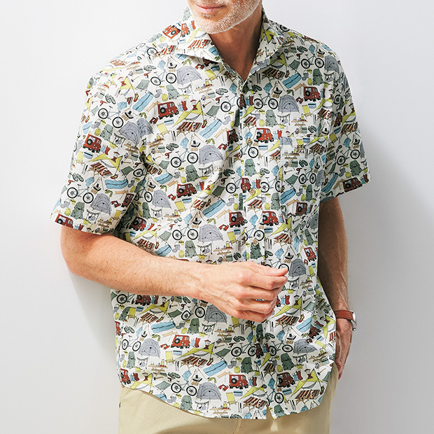 アウトドアモチーフ半袖シャツ