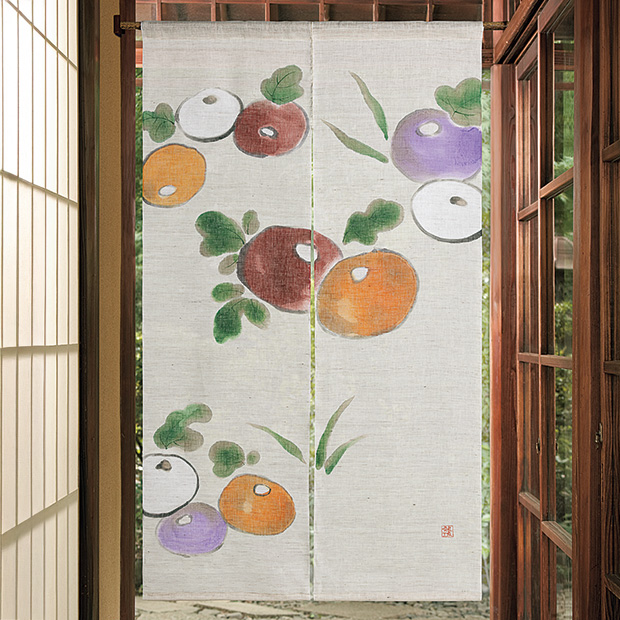 手描きのれん／光琳菊