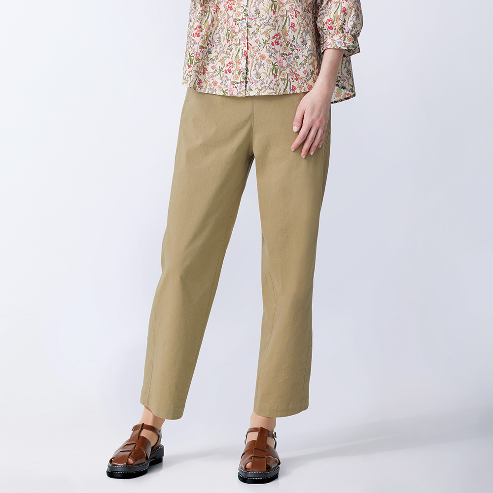 リネン混ストレッチパンツ