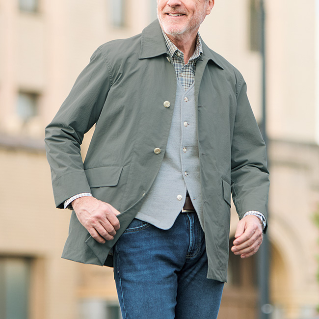 撥水軽量ステンカラーコート