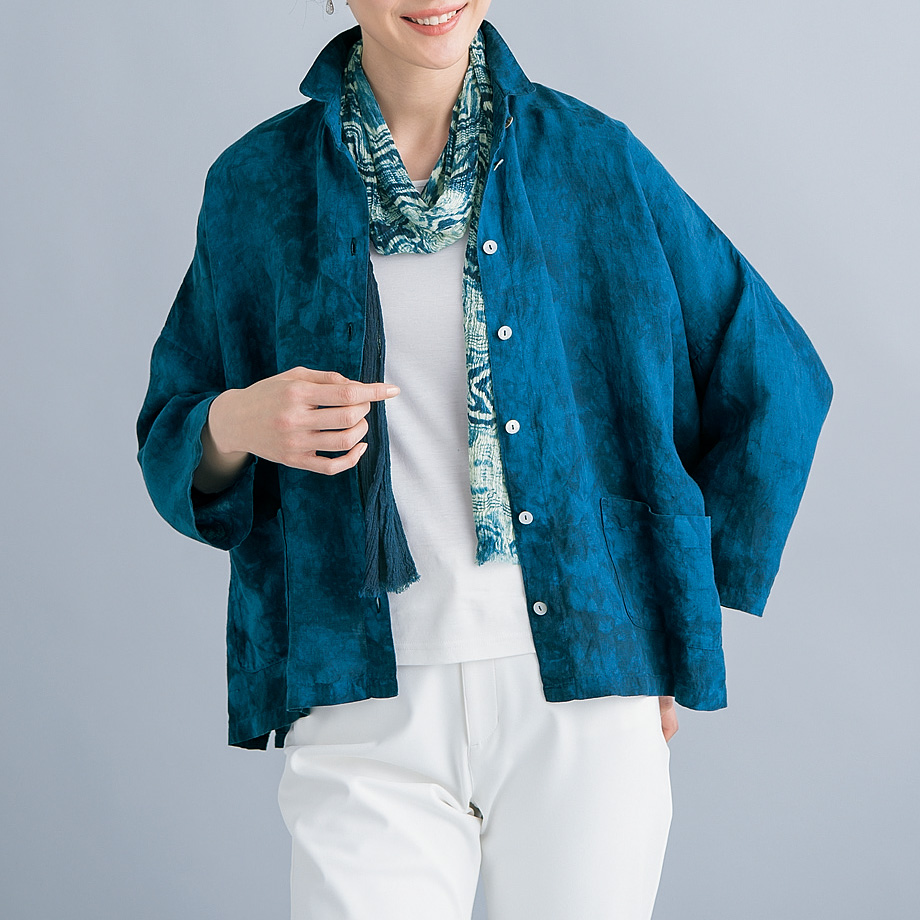 天然藍染･リネンシャツジャケット