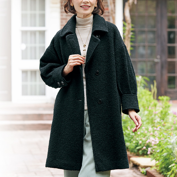 モヘヤ混デザインコート