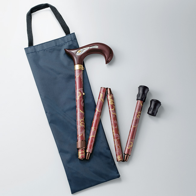 4折調整式ステッキ「金ラメレース」／てんとうむし