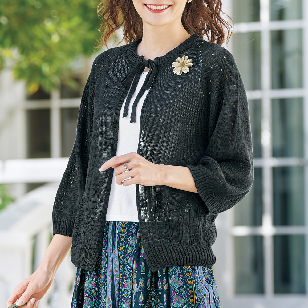 リネンのボレロ風カーディガン