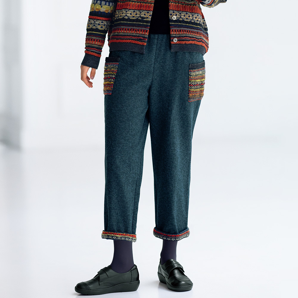 ニット使いコットンツイードパンツ