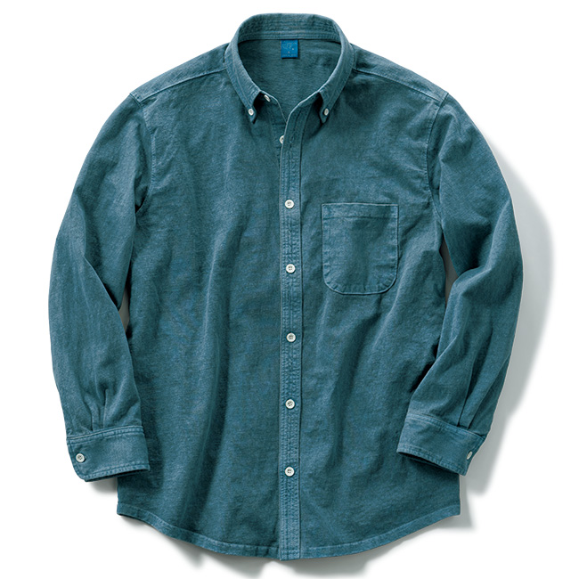 米綿ジャージー･長袖ボタンダウンシャツ