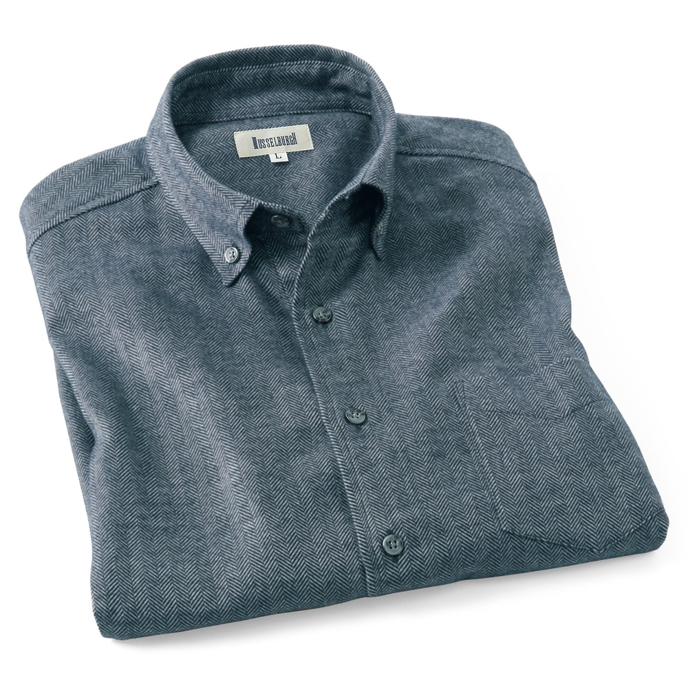 ウインターコットン･ヘリンボーン柄シャツ