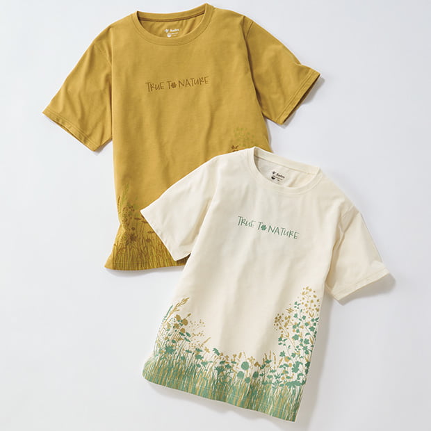 遮熱素材のフラワーTシャツ／2色セット