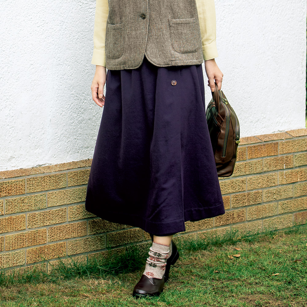 コットンウール･ラップ風スカート