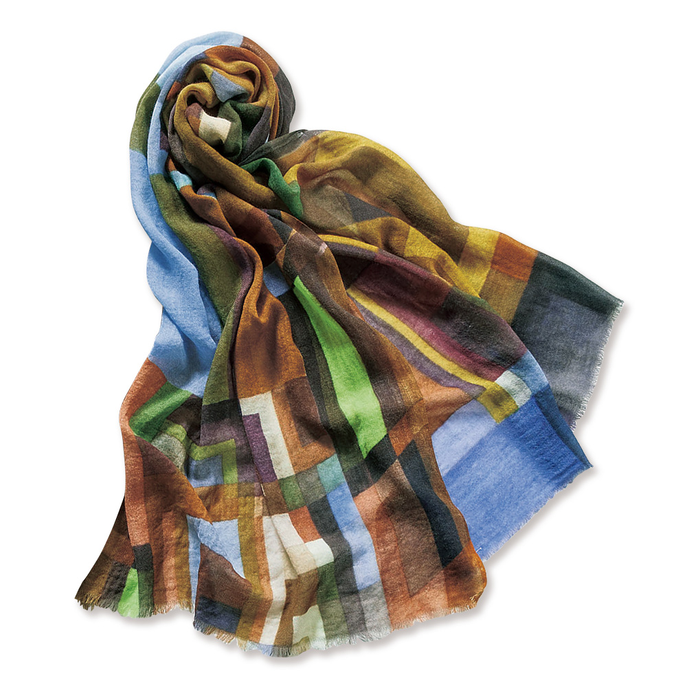 ウール混プリントストール