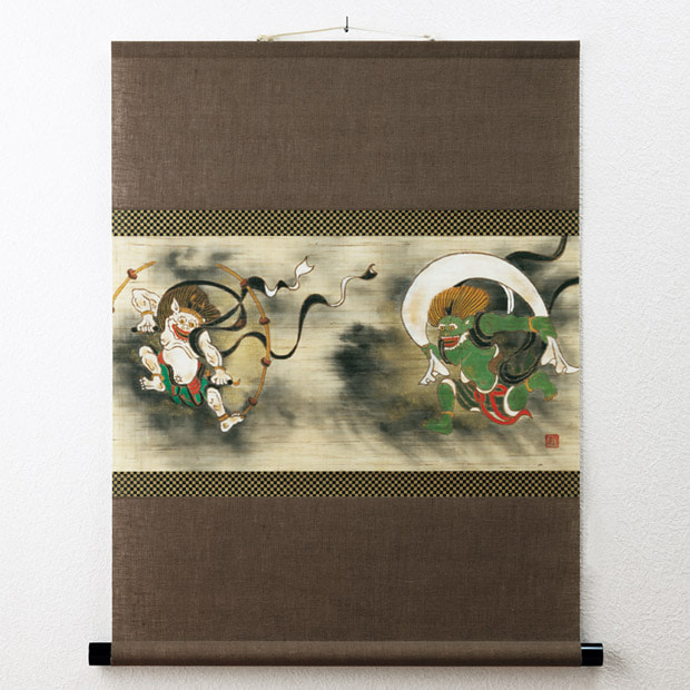 手描き軸アート「風神雷神図」